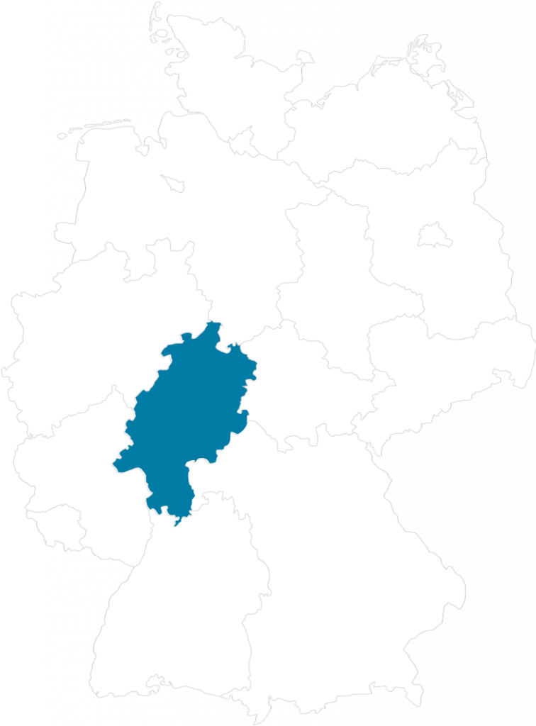 Karte Hessen in der Mitte Deutschlands